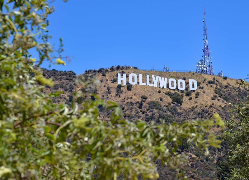 Hollywood sign with Los Angeles skyline